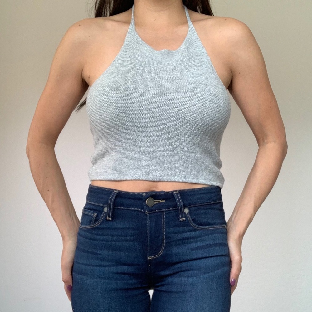 Grey Knit Halter Top